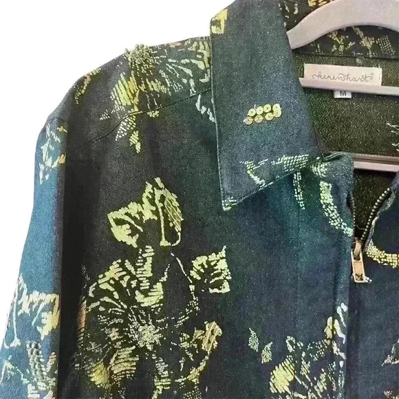 Keren Hart Women's Floral Embellished Jacket Black Gold Size M - Picture 6 of 7